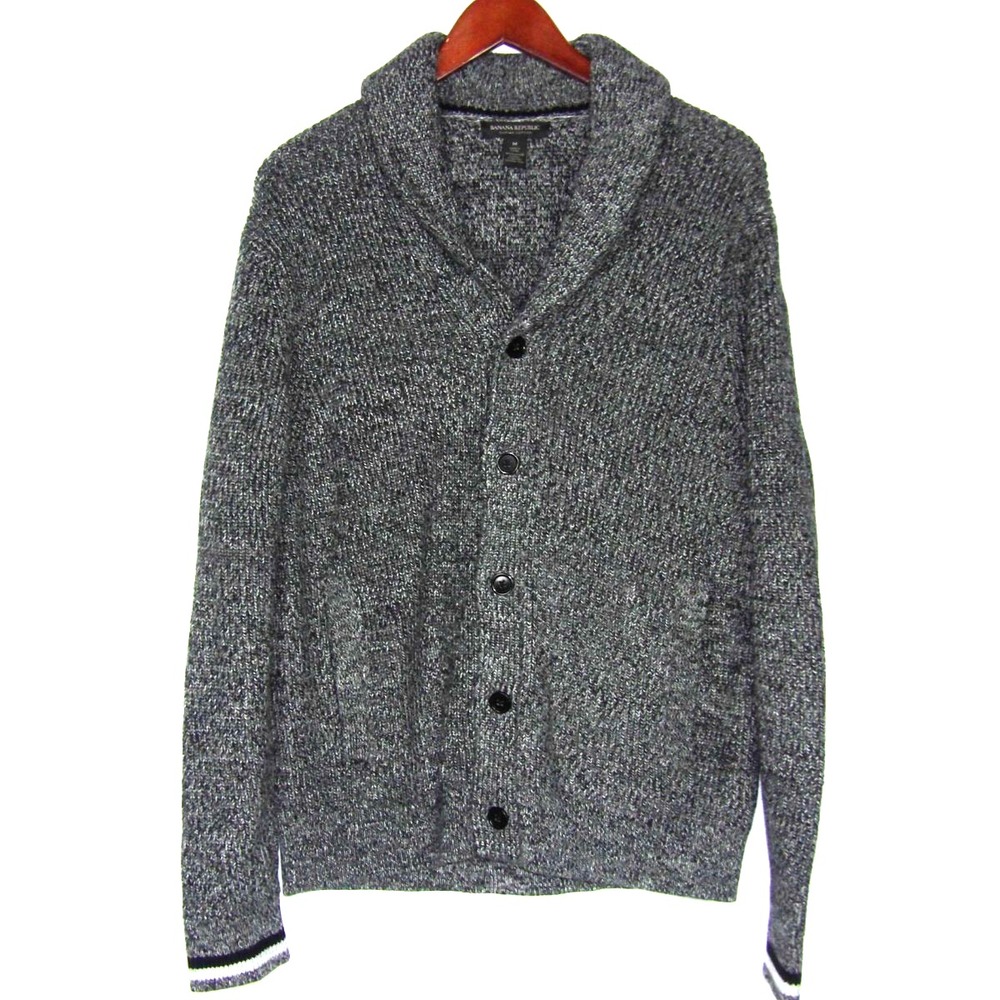 Banana Republic Cotton Blend Gray Shawl Collar Cardigan Sweater Men's Medium